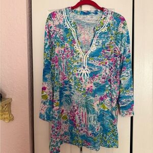 Lilly Pulitzer Vibrant Blue and Pink Tunic
